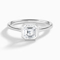 Asscher Petite Alma 1.6mm Bezel Solitaire Diamond Engagement Ring In 18K White Gold - Lucenjuri