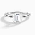 Emerald Petite Alma 1.6mm Bezel Solitaire Diamond Engagement Ring In 18K White Gold - Lucenjuri