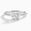 Princess Petite Alma 1.6mm Bezel Solitaire Diamond Engagement Ring In 18K White Gold - Lucenjuri