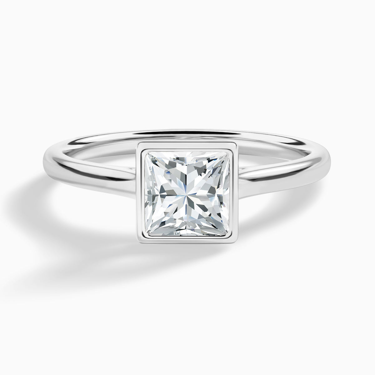 Princess Petite Alma 1.6mm Bezel Solitaire Diamond Engagement Ring In 18K White Gold - Lucenjuri