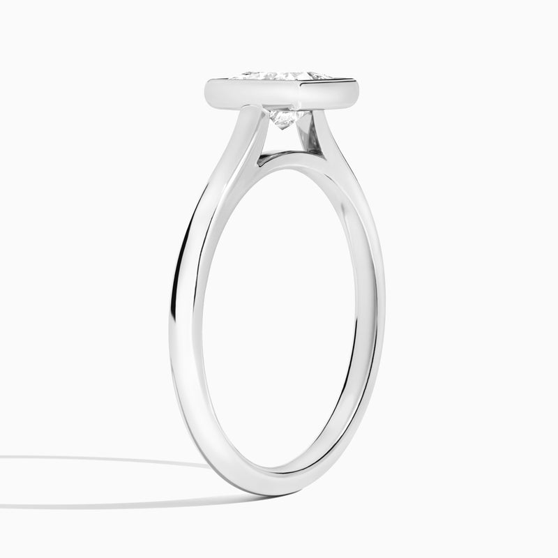 Princess Petite Alma 1.6mm Bezel Solitaire Diamond Engagement Ring In 18K White Gold, Angle View