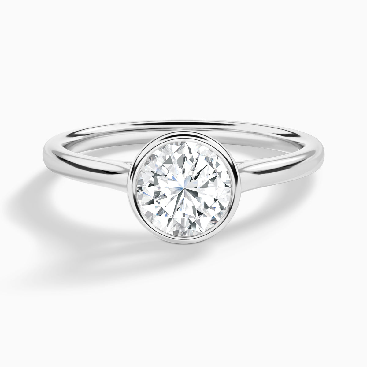Round Petite Alma 1.6mm Bezel Solitaire Diamond Engagement Ring In 18K White Gold - Lucenjuri
