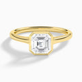 Asscher Petite Alma 1.6mm Bezel Solitaire Diamond Engagement Ring In 18K Yellow Gold - Lucenjuri