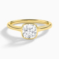 Cushion Petite Alma 1.6mm Bezel Solitaire Diamond Engagement Ring In 18K Yellow Gold - Lucenjuri