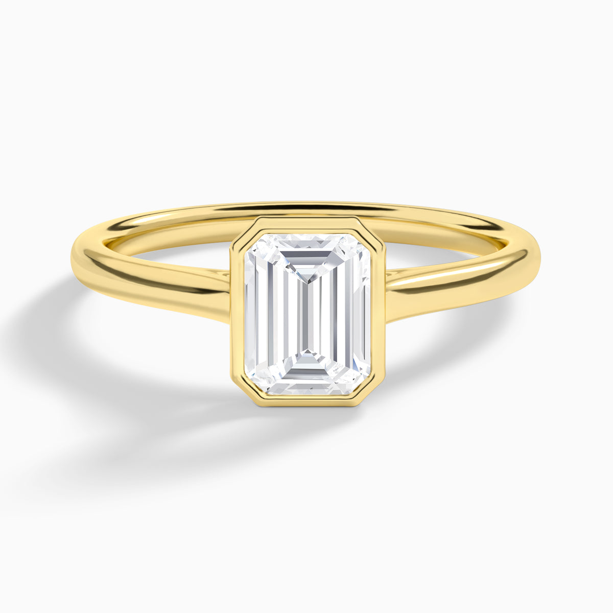 Emerald Petite Alma 1.6mm Bezel Solitaire Diamond Engagement Ring In 18K Yellow Gold - Lucenjuri