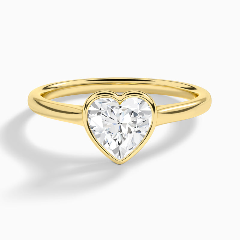 Heart Petite Alma 1.6mm Bezel Solitaire Diamond Engagement Ring In 18K Yellow Gold - Lucenjuri
