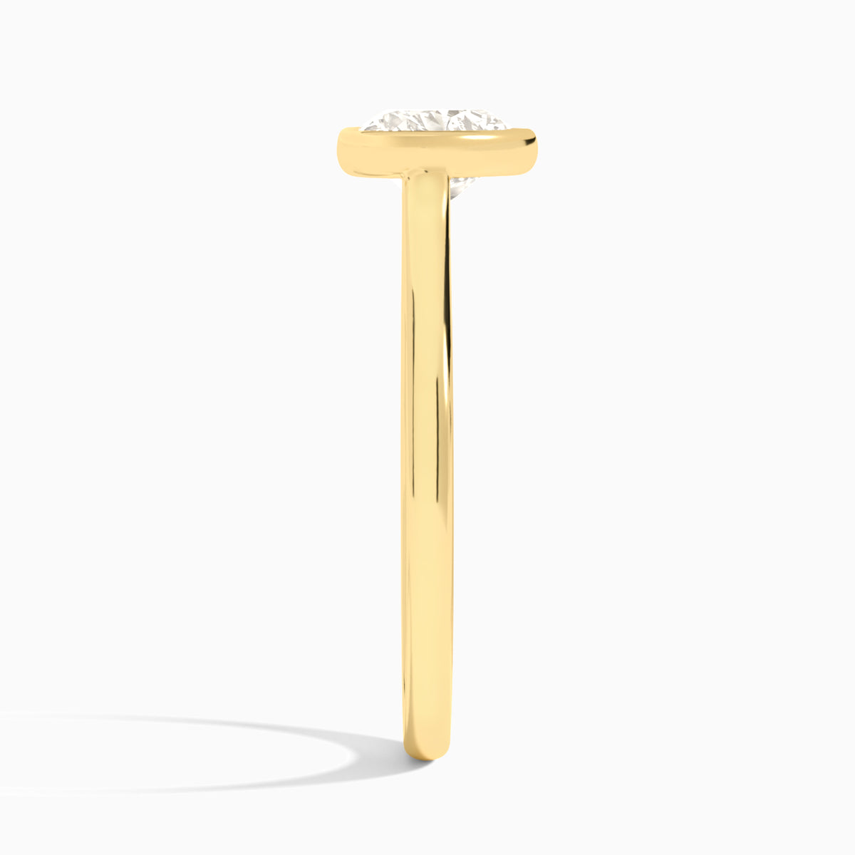 Heart Petite Alma 1.6mm Bezel Solitaire Diamond Engagement Ring In 18K Yellow Gold, Side View
