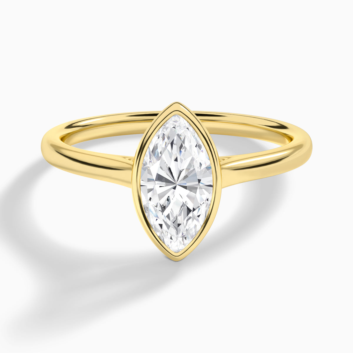 Marquise Petite Alma 1.6mm Bezel Solitaire Diamond Engagement Ring In 18K Yellow Gold - Lucenjuri
