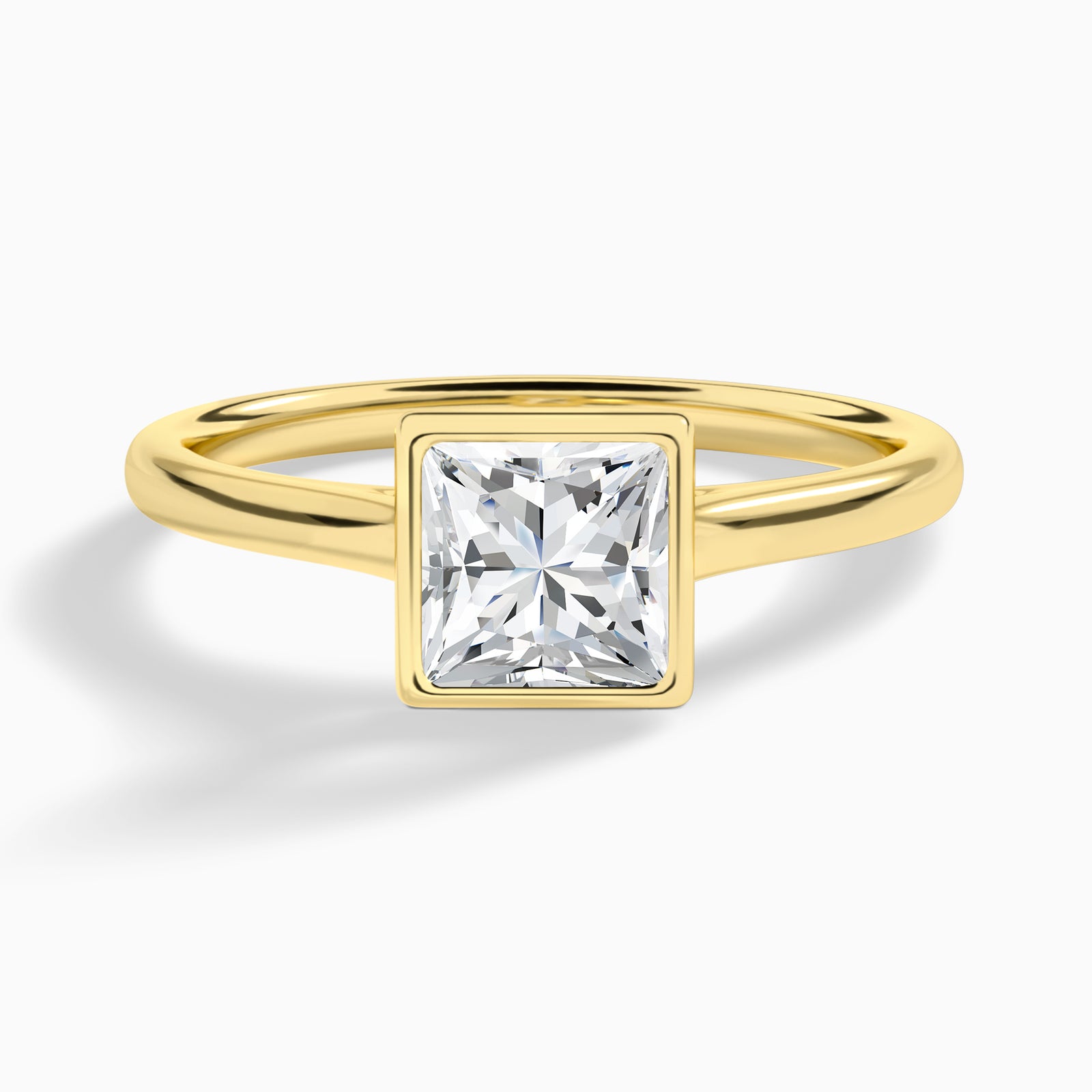 Princess Petite Alma 1.6mm Bezel Solitaire Diamond Engagement Ring In 18K Yellow Gold - Lucenjuri