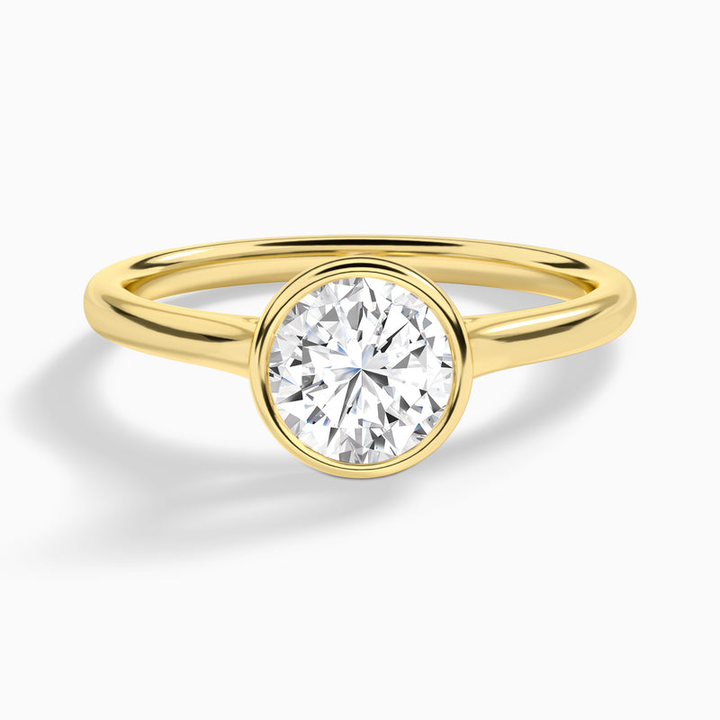 Round Petite Alma 1.6mm Bezel Solitaire Diamond Engagement Ring In 18K Yellow Gold - Lucenjuri