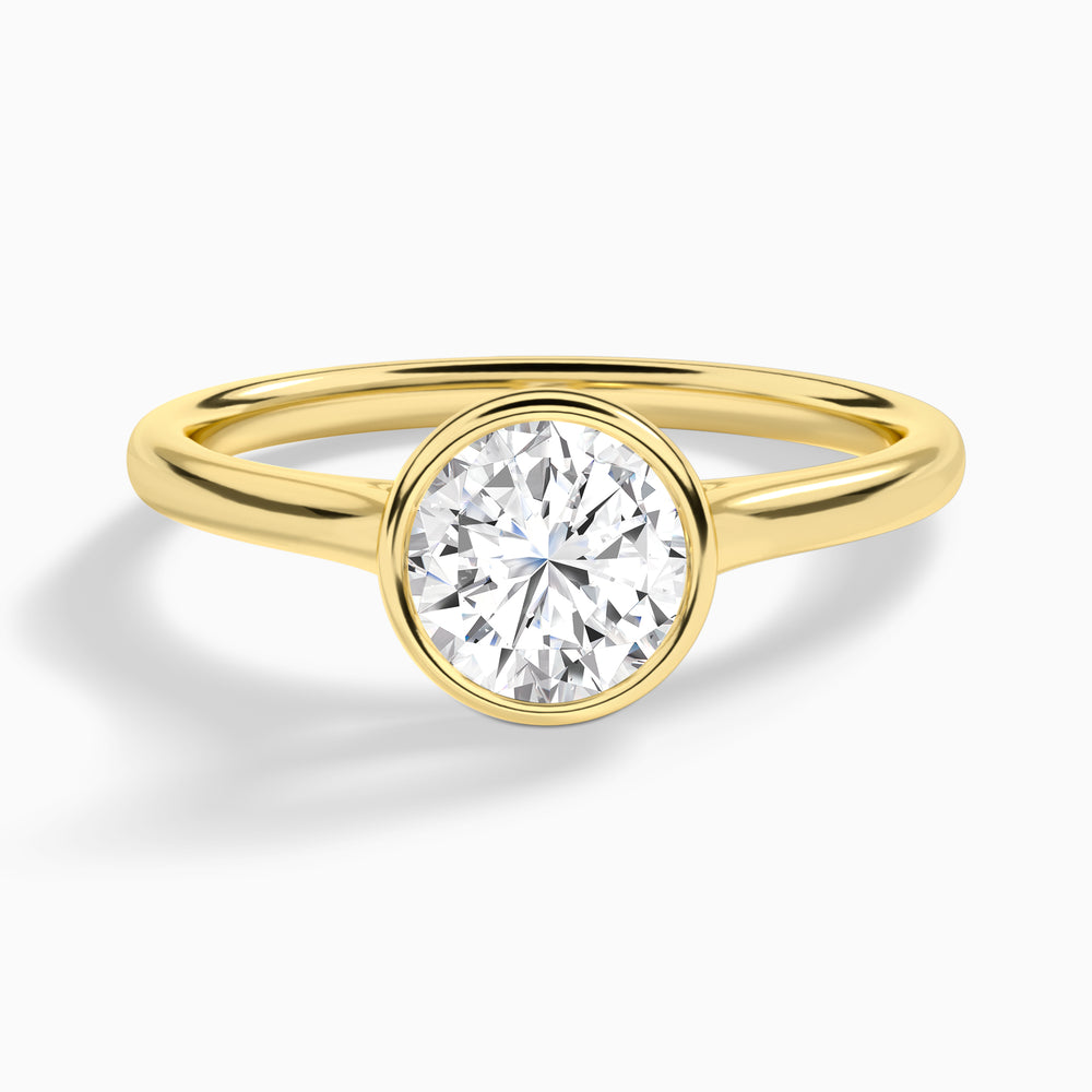 Round Petite Alma 1.6mm Bezel Solitaire Diamond Engagement Ring In 18K Yellow Gold - Lucenjuri