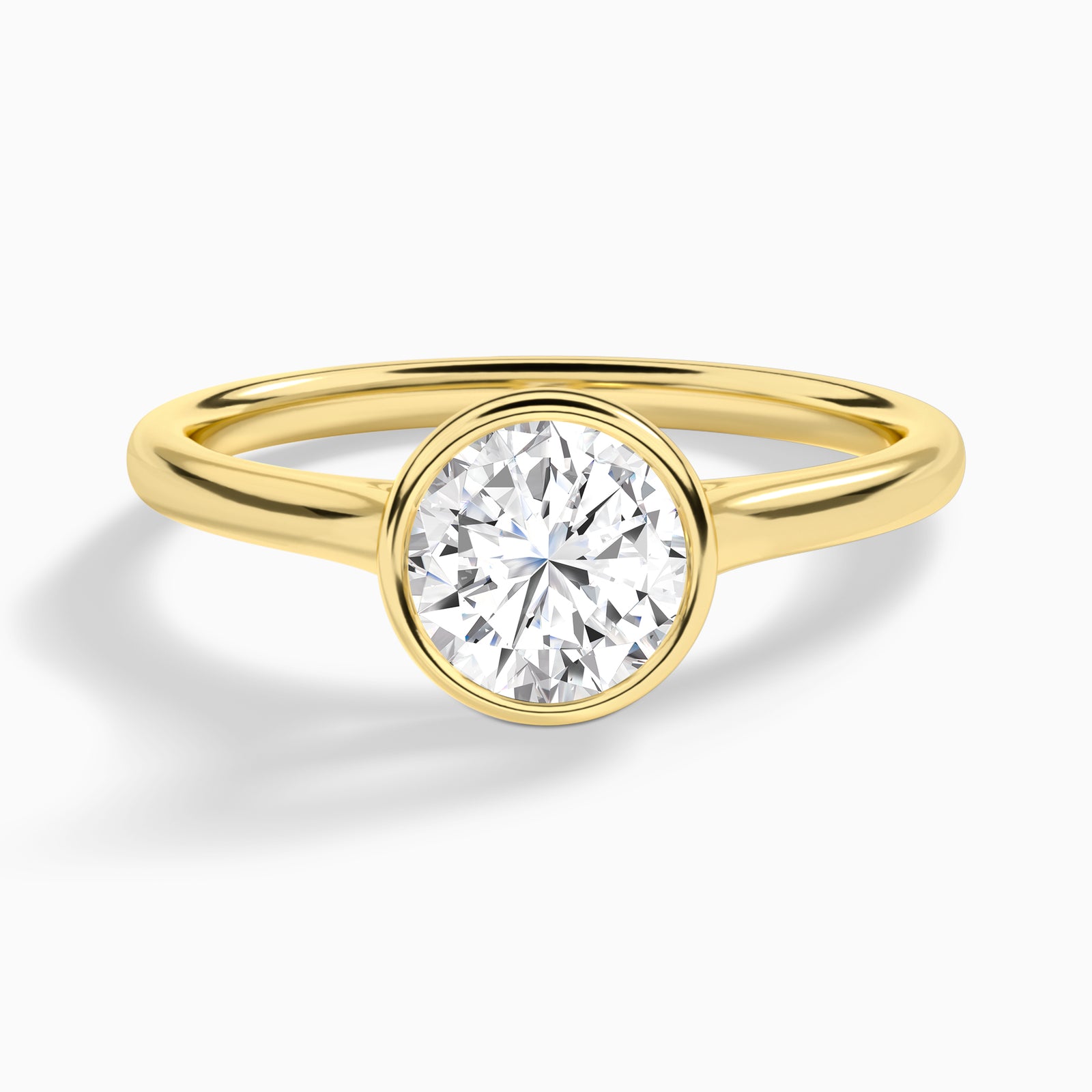 Round Petite Alma 1.6mm Bezel Solitaire Diamond Engagement Ring In 18K Yellow Gold - Lucenjuri