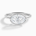 Oval Elle East-West 2mm Bezel Solitaire Diamond Engagement Ring In Platinum - Lucenjuri