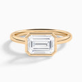 Emerald Elle East-West 2mm Bezel Solitaire Diamond Engagement Ring In 14K Rose Gold - Lucenjuri
