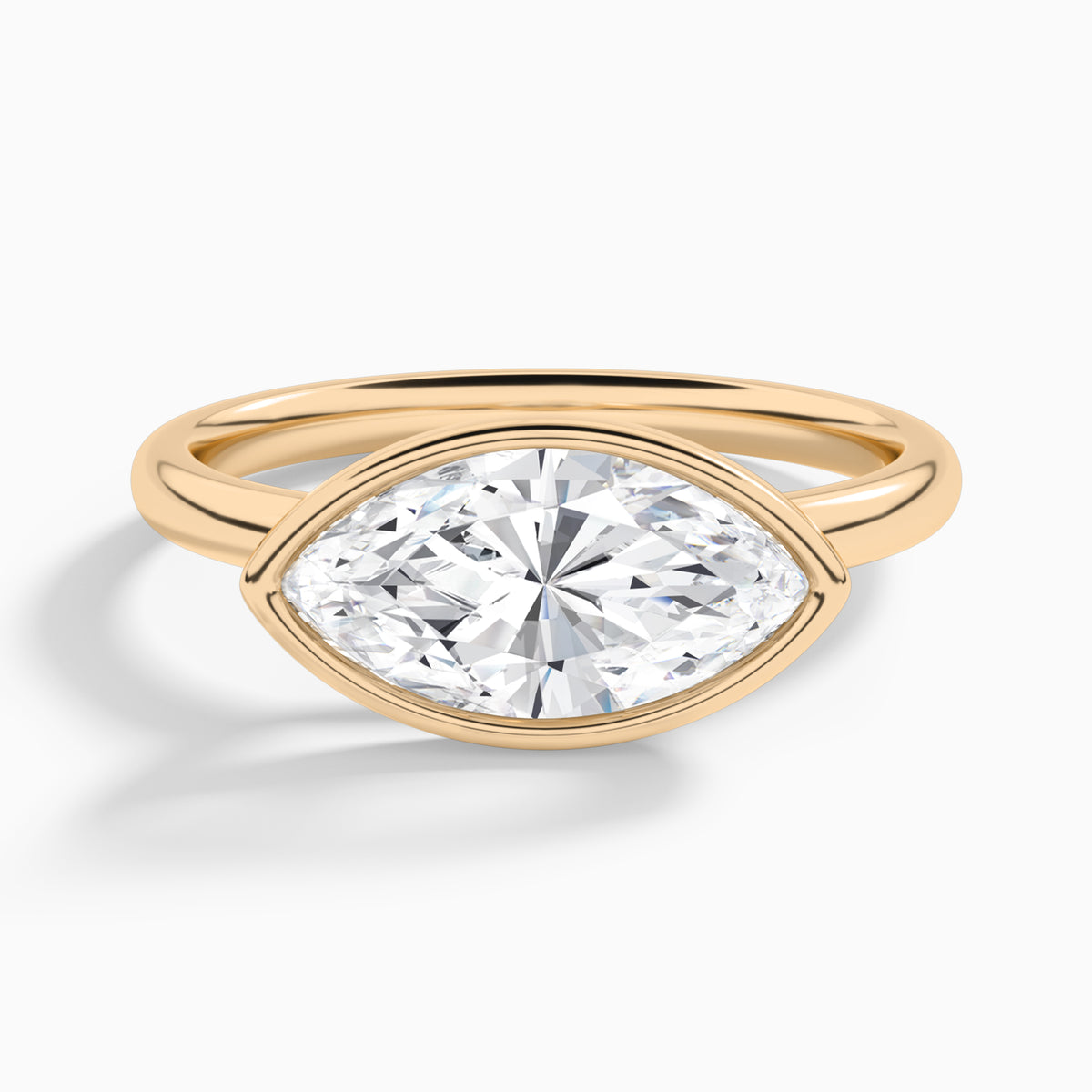 Marquise Elle East-West 2mm Bezel Solitaire Diamond Engagement Ring In 14K Rose Gold - Lucenjuri