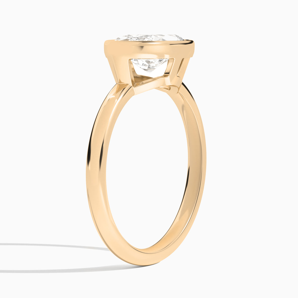 Marquise Elle East-West 2mm Bezel Solitaire Diamond Engagement Ring In 14K Rose Gold, Angle View