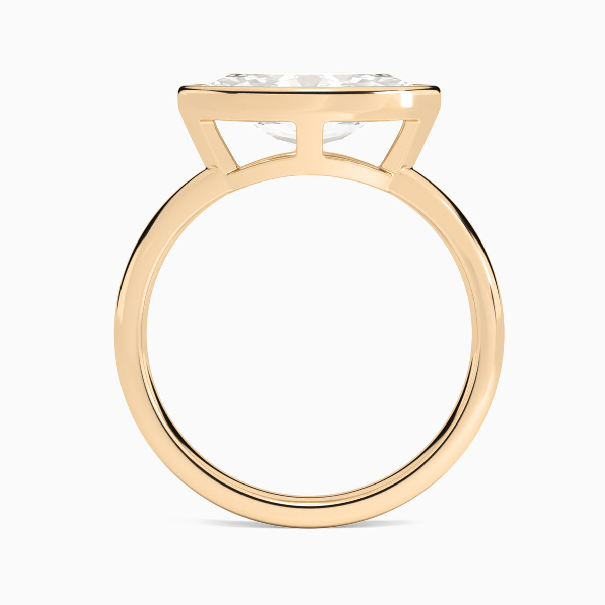 Marquise Elle East-West 2mm Bezel Solitaire Diamond Engagement Ring In 14K Rose Gold, Profile View