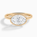 Oval Elle East-West 2mm Bezel Solitaire Diamond Engagement Ring In 14K Rose Gold - Lucenjuri