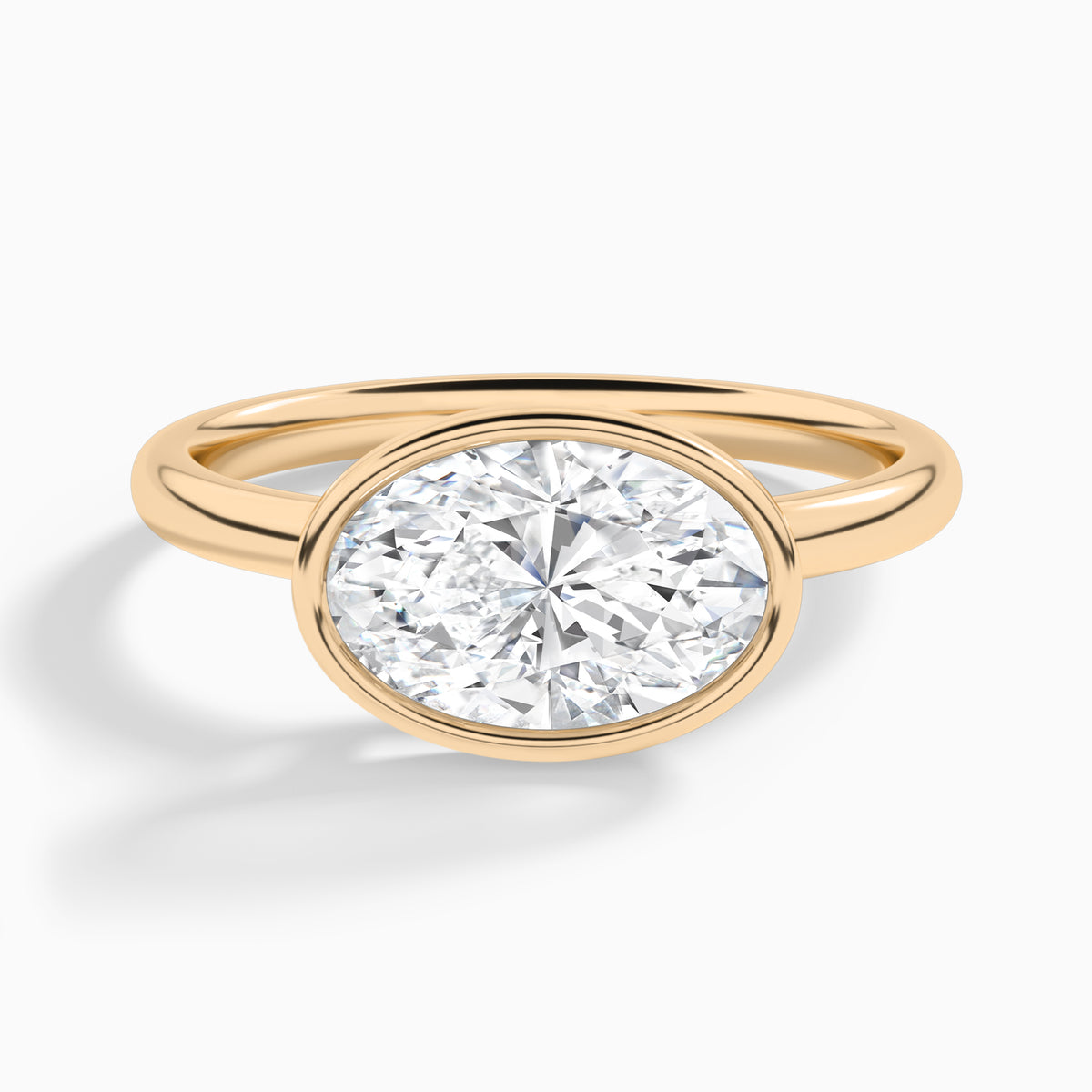 Oval Elle East-West 2mm Bezel Solitaire Diamond Engagement Ring In 14K Rose Gold - Lucenjuri