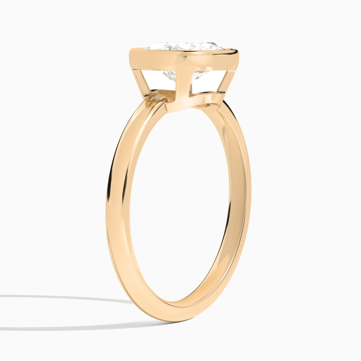 Oval Elle East-West 2mm Bezel Solitaire Diamond Engagement Ring In 14K Rose Gold, Angle View