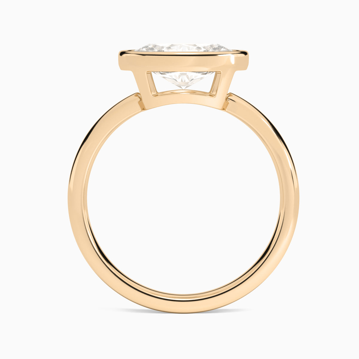 Oval Elle East-West 2mm Bezel Solitaire Diamond Engagement Ring In 14K Rose Gold, Profile View