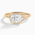 Pear Elle East-West 2mm Bezel Solitaire Diamond Engagement Ring In 14K Rose Gold - Lucenjuri