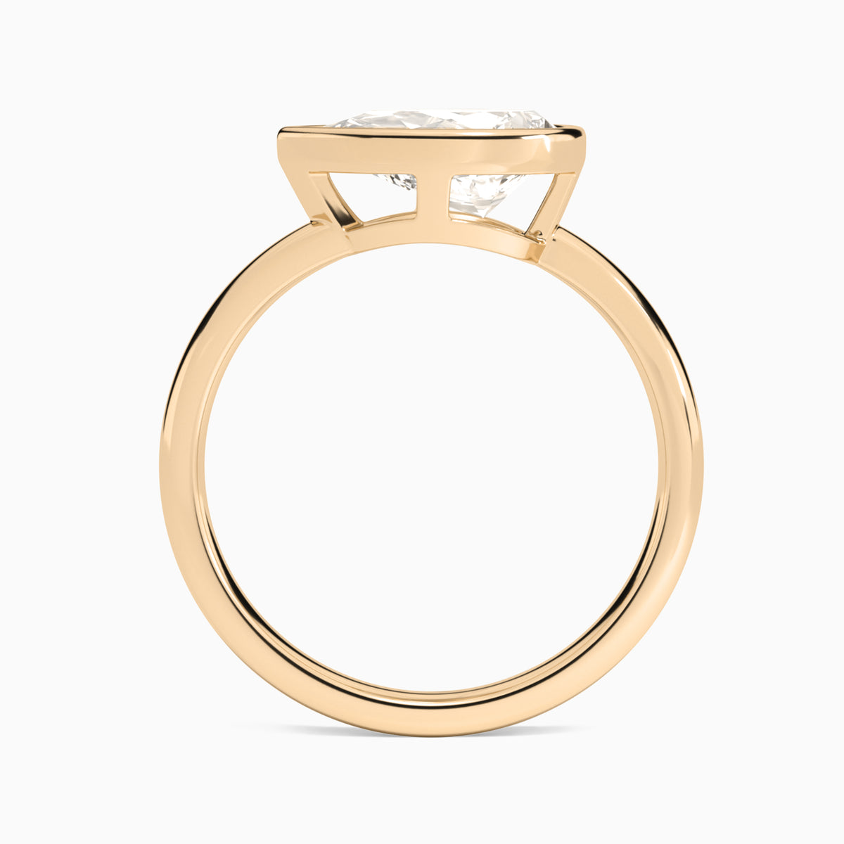Pear Elle East-West 2mm Bezel Solitaire Diamond Engagement Ring In 14K Rose Gold, Profile View