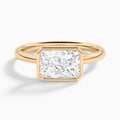 Radiant Elle East-West 2mm Bezel Solitaire Diamond Engagement Ring In 14K Rose Gold - Lucenjuri