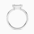 Emerald Elle East-West 2mm Bezel Solitaire Diamond Engagement Ring In 18K White Gold, Profile View