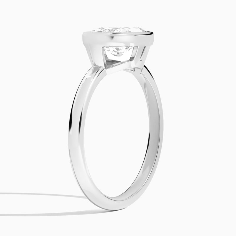 Marquise Elle East-West 2mm Bezel Solitaire Diamond Engagement Ring In 18K White Gold, Angle View