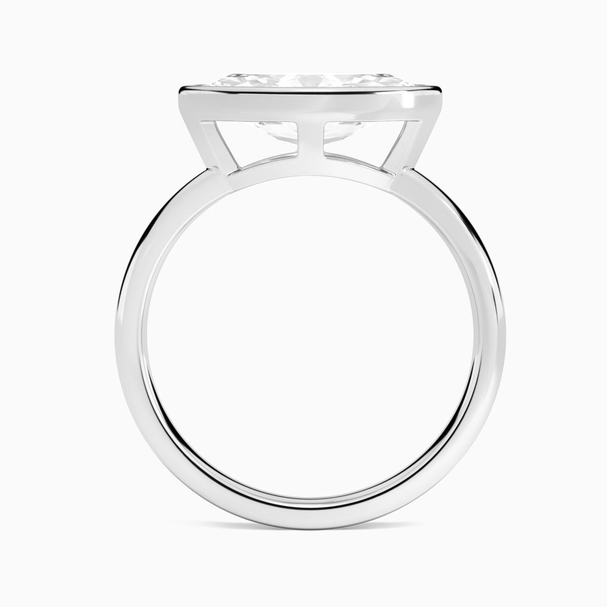 Marquise Elle East-West 2mm Bezel Solitaire Diamond Engagement Ring In 18K White Gold, Profile View