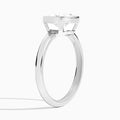 Oval Elle East-West 2mm Bezel Solitaire Diamond Engagement Ring In 18K White Gold, Angle View