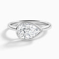 Pear Elle East-West 2mm Bezel Solitaire Diamond Engagement Ring In 18K White Gold - Lucenjuri
