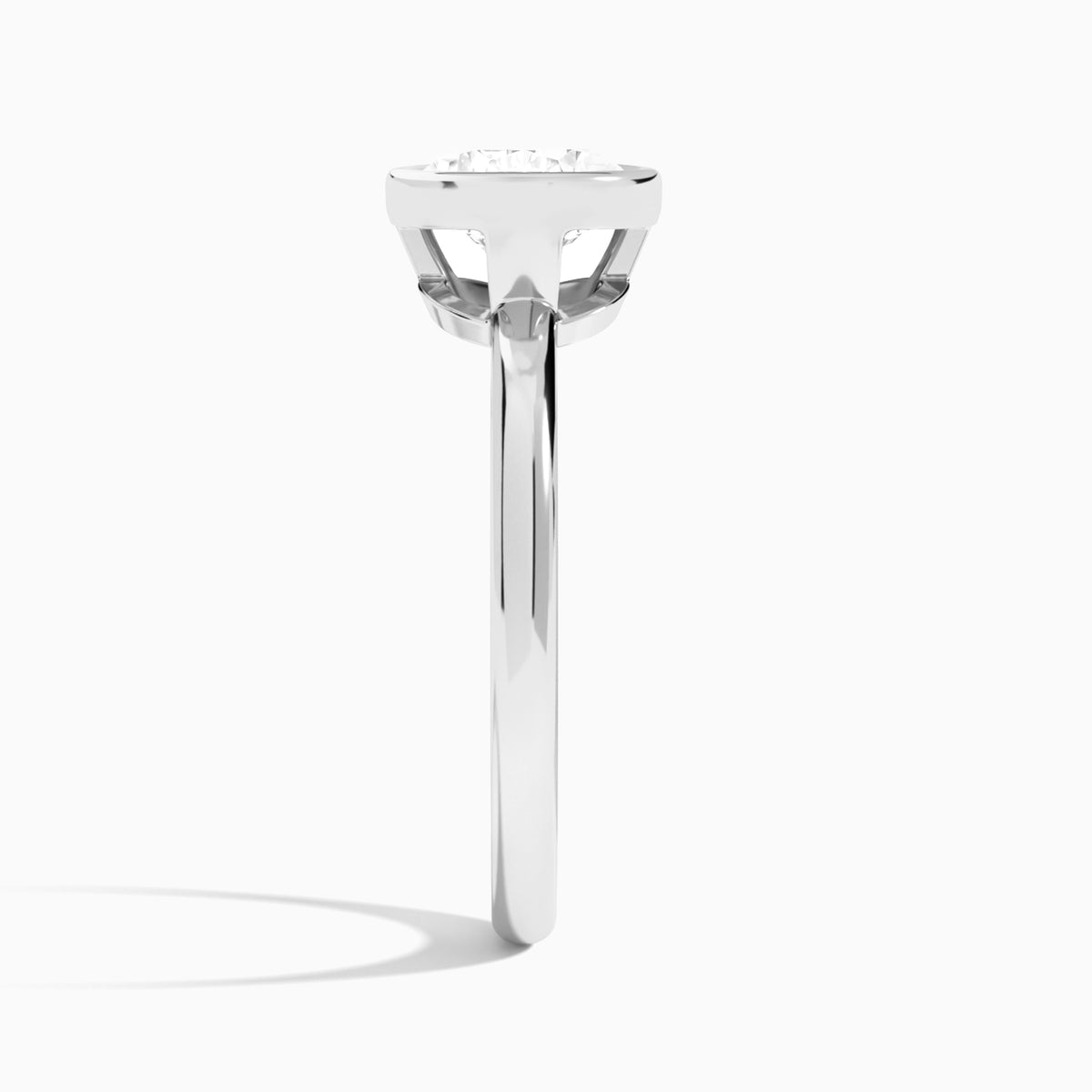 Pear Elle East-West 2mm Bezel Solitaire Diamond Engagement Ring In 18K White Gold, Side View