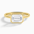 Emerald Elle East-West 2mm Bezel Solitaire Diamond Engagement Ring In 18K Yellow Gold - Lucenjuri