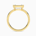 Emerald Elle East-West 2mm Bezel Solitaire Diamond Engagement Ring In 18K Yellow Gold, Profile View