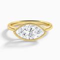 Marquise Elle East-West 2mm Bezel Solitaire Diamond Engagement Ring In 18K Yellow Gold - Lucenjuri