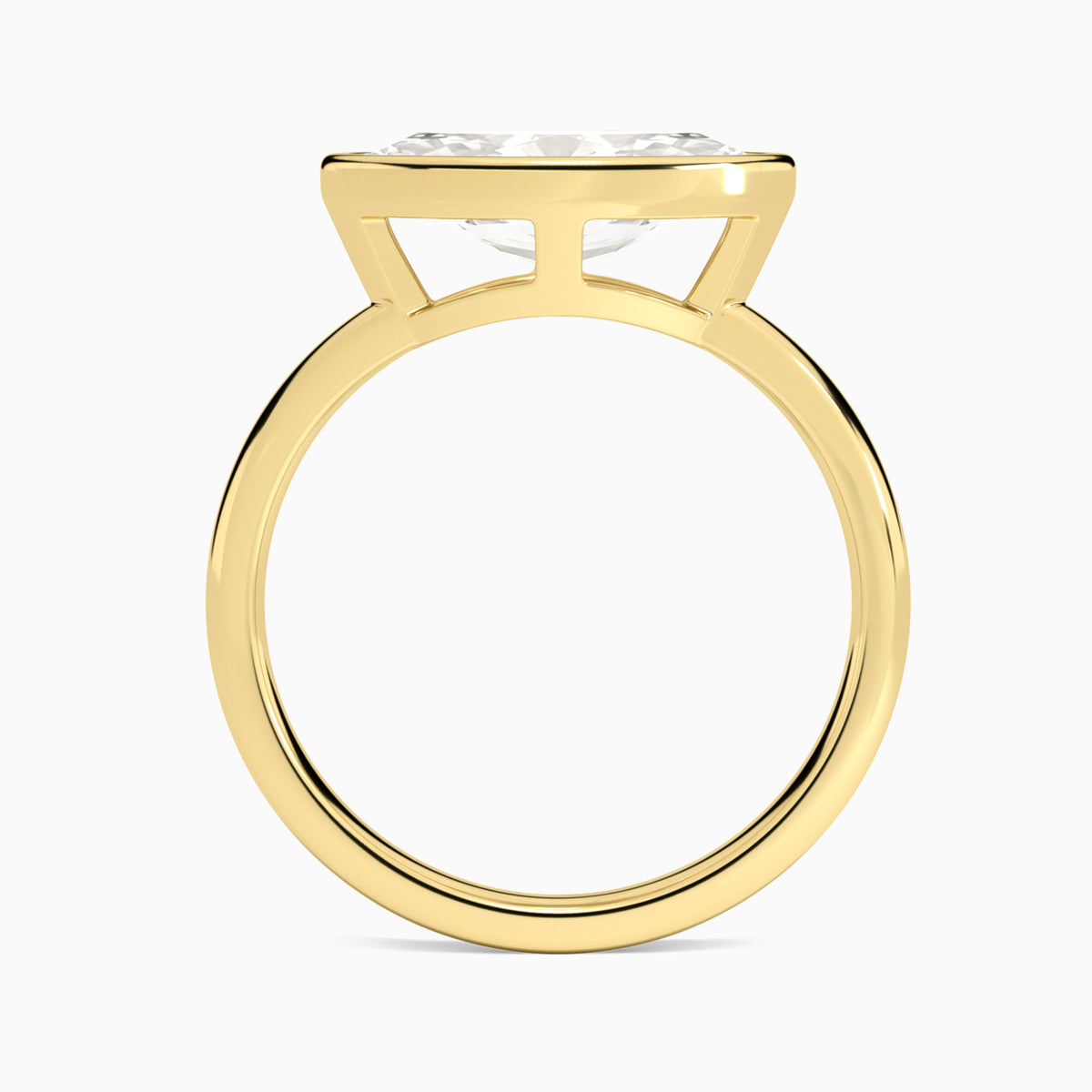 Marquise Elle East-West 2mm Bezel Solitaire Diamond Engagement Ring In 18K Yellow Gold, Profile View