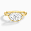 Oval Elle East-West 2mm Bezel Solitaire Diamond Engagement Ring In 18K Yellow Gold - Lucenjuri