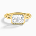 Radiant Elle East-West 2mm Bezel Solitaire Diamond Engagement Ring In 18K Yellow Gold - Lucenjuri