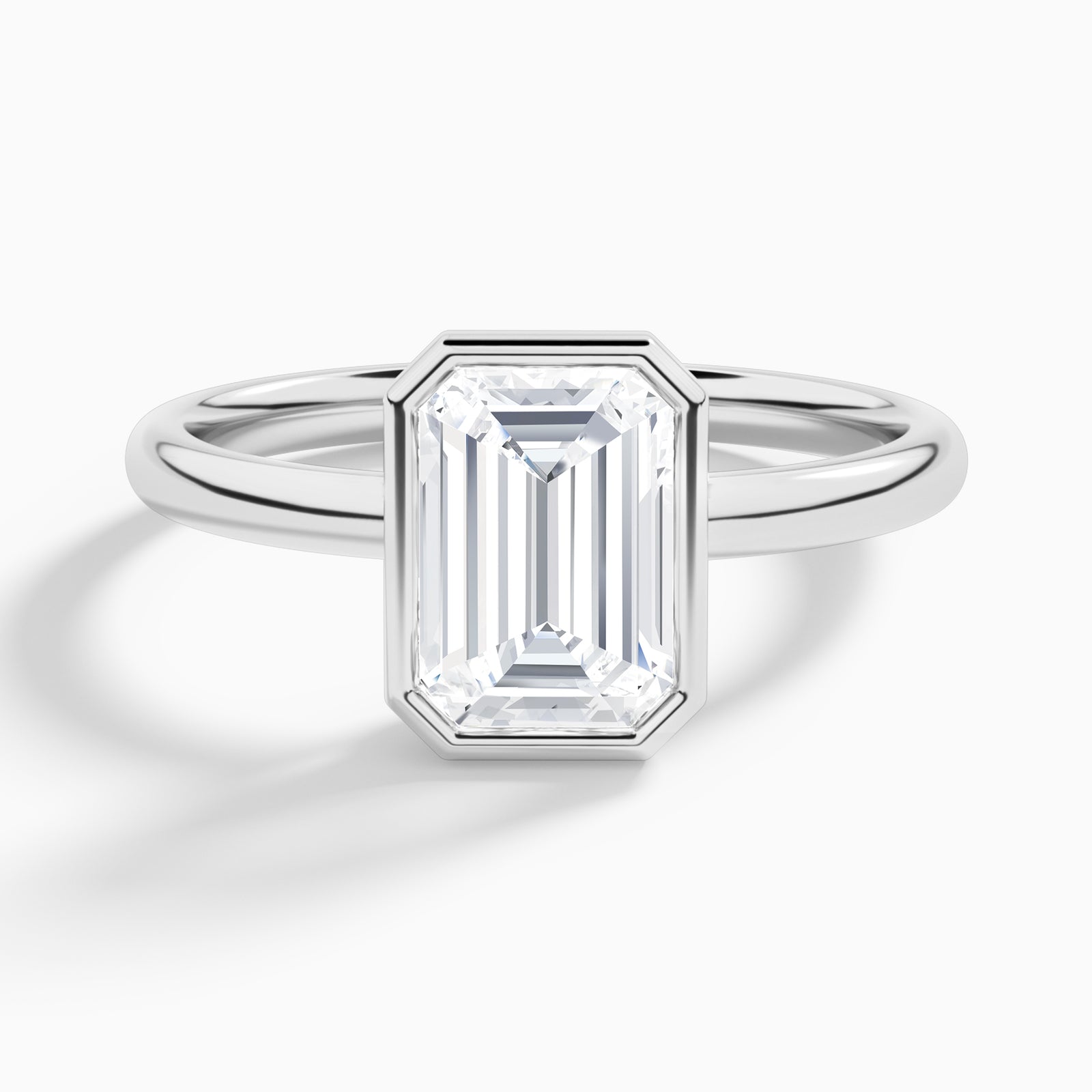 Emerald Elle 2mm Bezel Solitaire Diamond Engagement Ring In Platinum - Lucenjuri