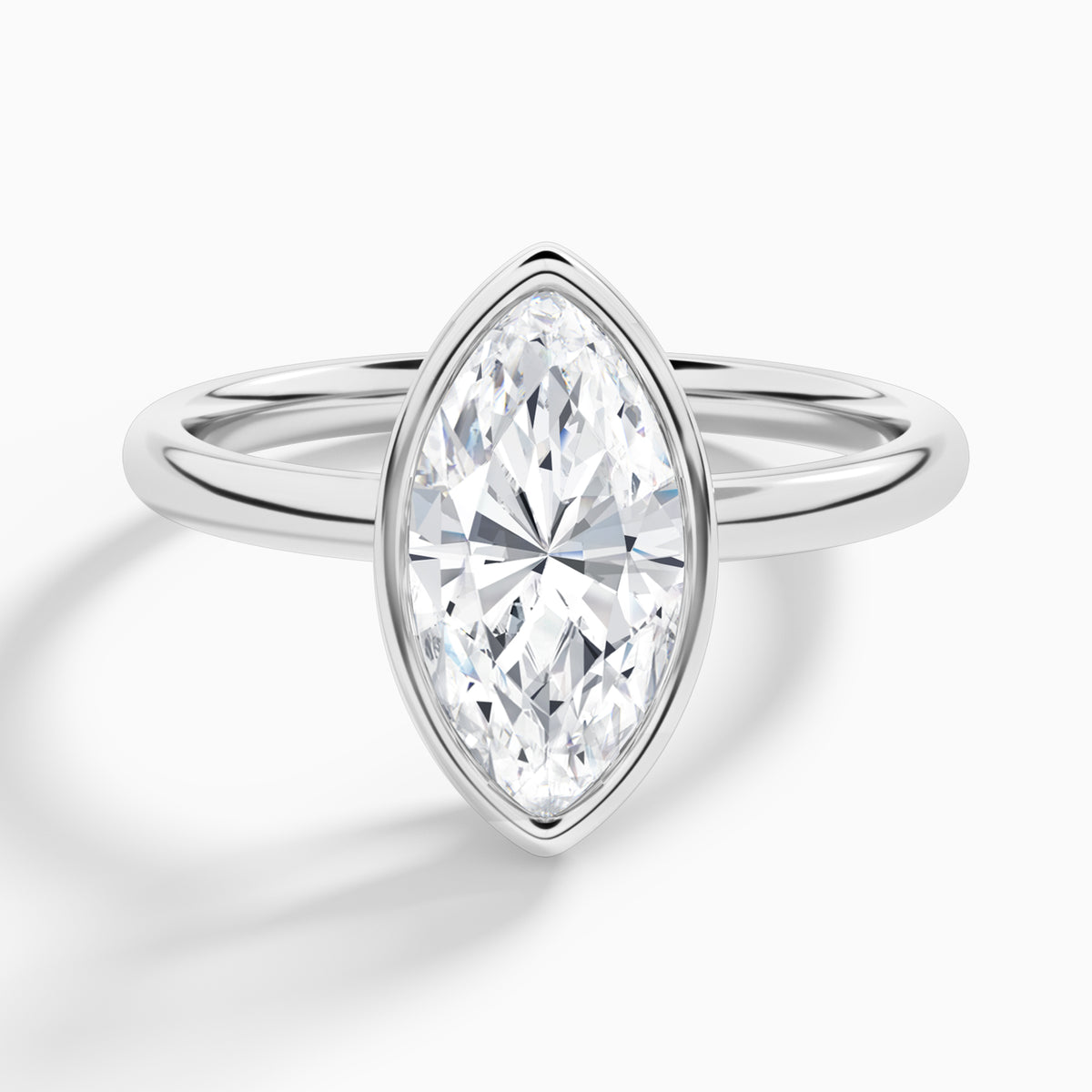 Marquise Elle 2mm Bezel Solitaire Diamond Engagement Ring In Platinum - Lucenjuri
