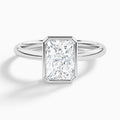 Radiant Elle 2mm Bezel Solitaire Diamond Engagement Ring In Platinum - Lucenjuri