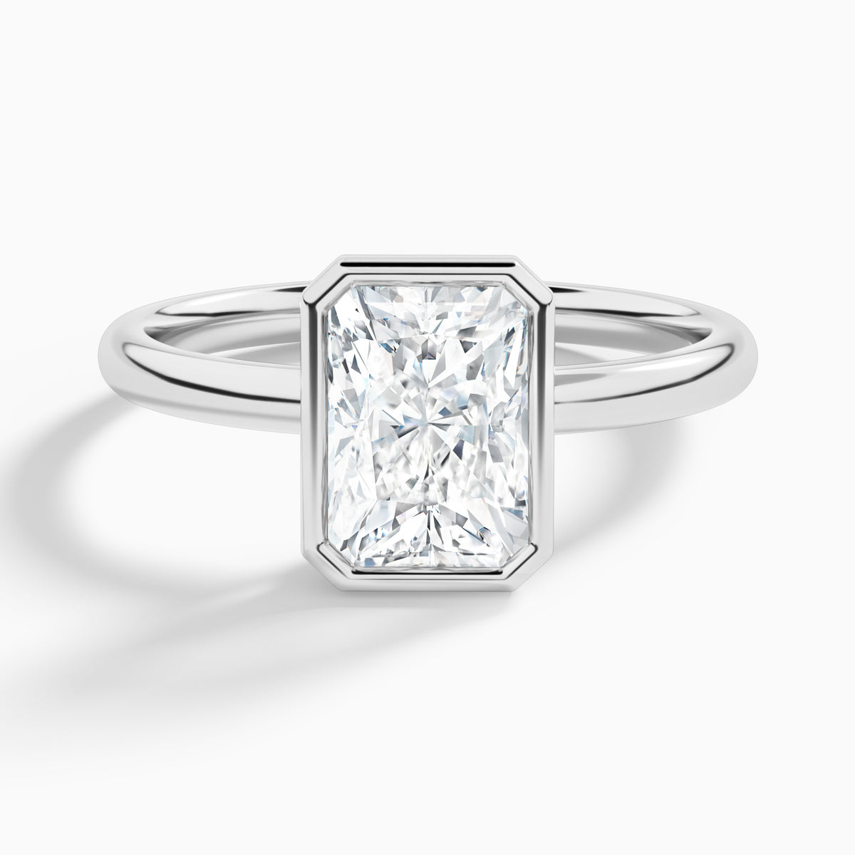 Radiant Elle 2mm Bezel Solitaire Diamond Engagement Ring In Platinum - Lucenjuri