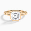 Asscher Elle 2mm Bezel Solitaire Diamond Engagement Ring In 14K Rose Gold - Lucenjuri