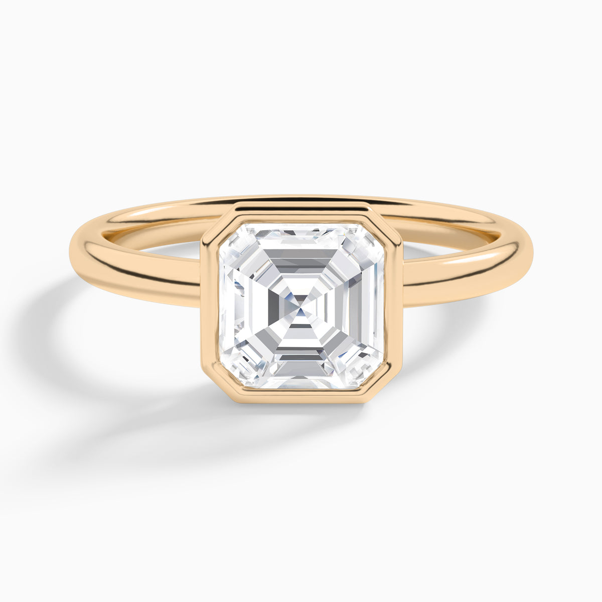 Asscher Elle 2mm Bezel Solitaire Diamond Engagement Ring In 14K Rose Gold - Lucenjuri