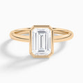 Emerald Elle 2mm Bezel Solitaire Diamond Engagement Ring In 14K Rose Gold - Lucenjuri