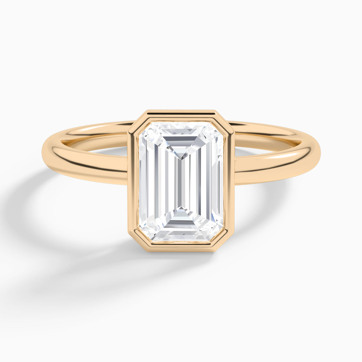 Emerald Elle 2mm Bezel Solitaire Diamond Engagement Ring In 14K Rose Gold - Lucenjuri