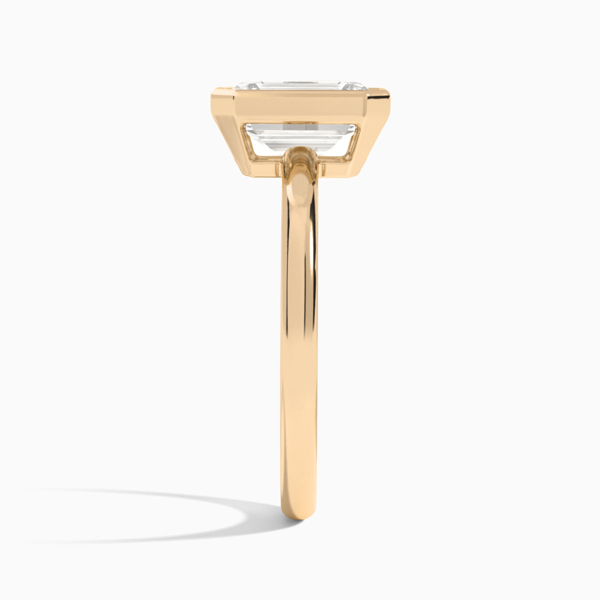 Emerald Elle 2mm Bezel Solitaire Diamond Engagement Ring In 14K Rose Gold, Side View