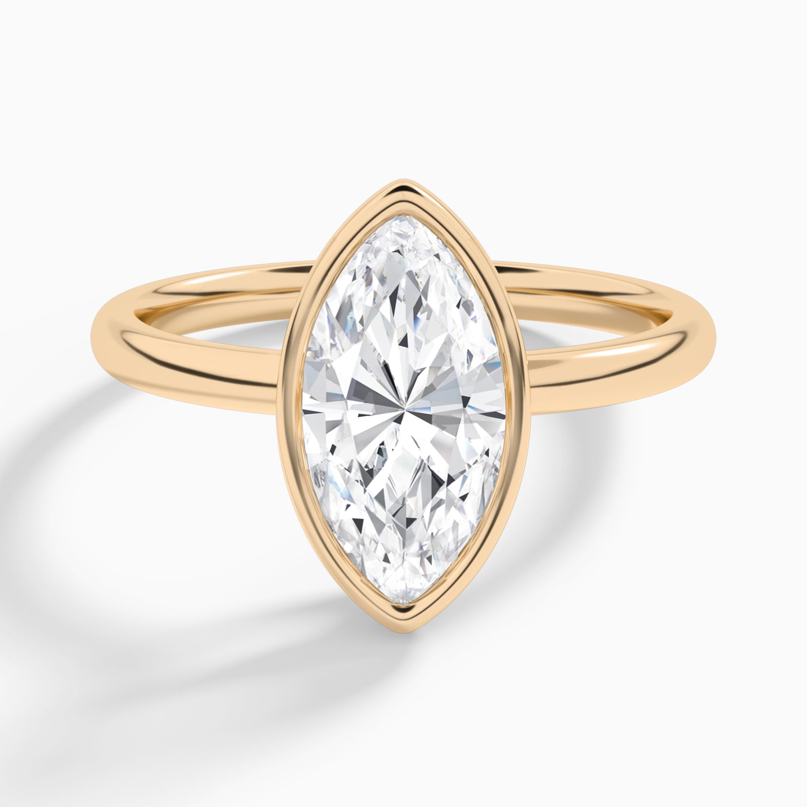 Marquise Elle 2mm Bezel Solitaire Diamond Engagement Ring In 14K Rose Gold - Lucenjuri